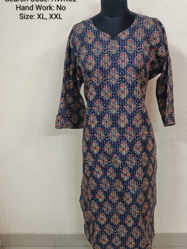 With Lining Cotton Side Open Kurtis - HWK62