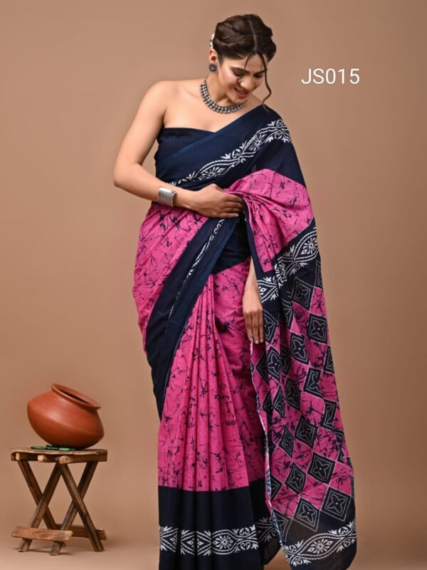 Jaipur Cotton Hand Block Print Sarees - JS015