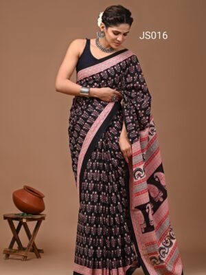 Jaipur Cotton Hand Block Print Sarees - JS016