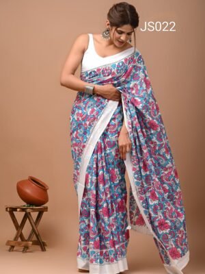 Jaipur Cotton Hand Block Print Sarees - JS022