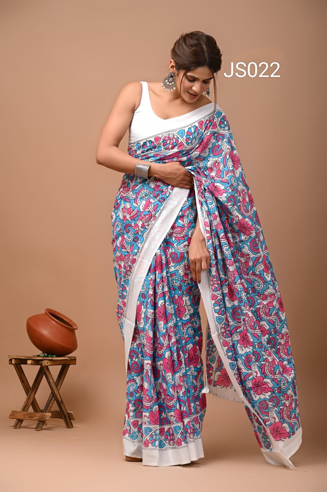 Jaipur Cotton Hand Block Print Sarees - JS022