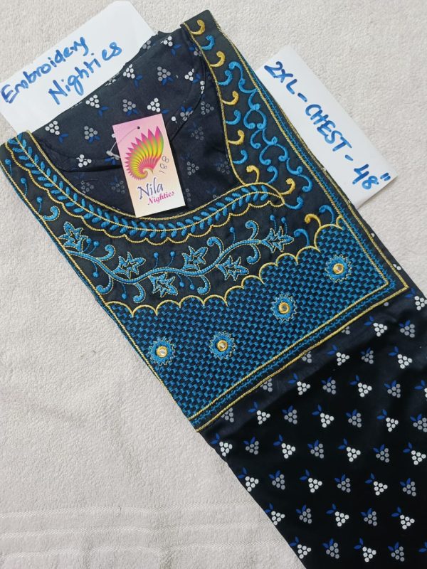 EN188 - 2XL Size - Embroidery and Mirror Work Nighties -