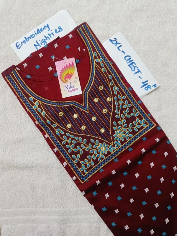 Embroidery and Mirror Work Nighties - EN169 - 2XL Size