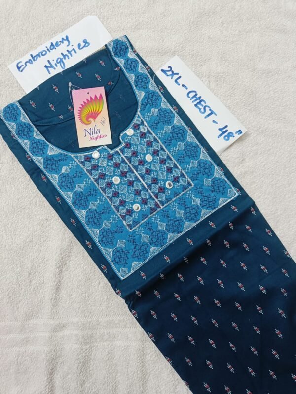 Embroidery and Mirror Work Nighties - EN161 - 2XL Size