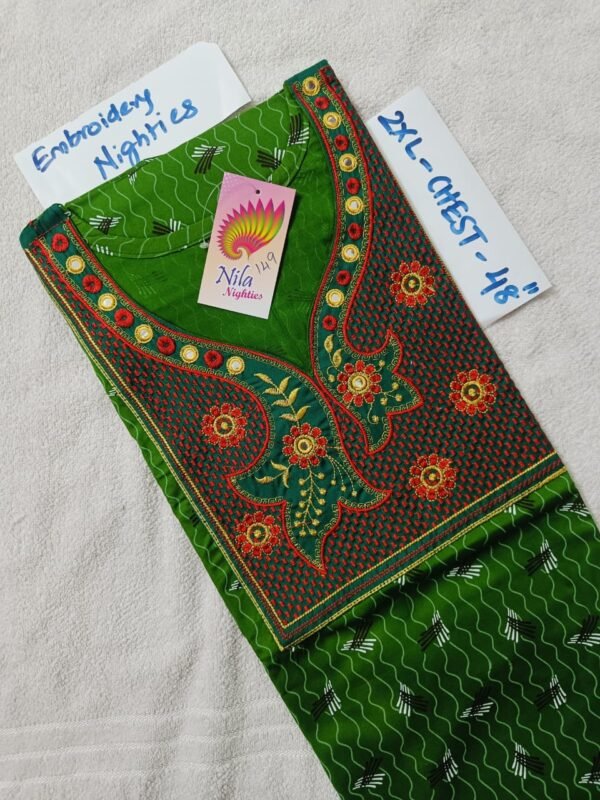 Embroidery and Mirror Work Nighties - EN149 - 2XL Size