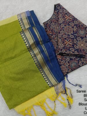 Premium Khadhi Cotton Sarees with Readymade Blouse -  PPP013