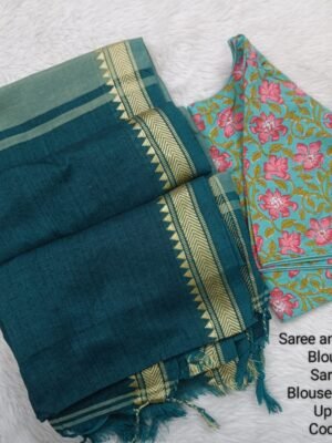 Premium Khadhi Cotton Sarees with Readymade Blouse -  PPP012