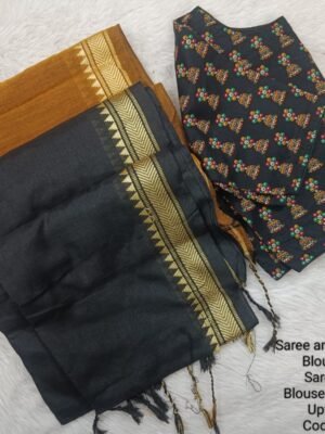 Premium Khadhi Cotton Sarees with Readymade Blouse -  PPP010
