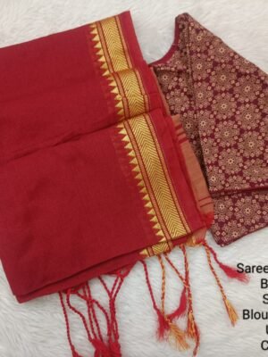 Premium Khadhi Cotton Sarees with Readymade Blouse -  PPP007
