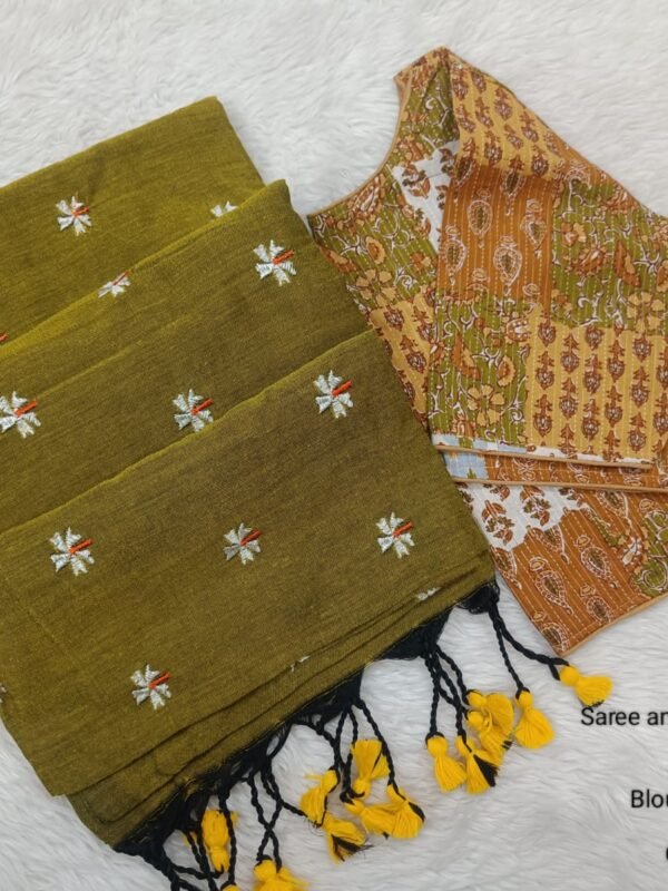 Premium Khadhi Cotton Sarees with Readymade Blouse - PPP004