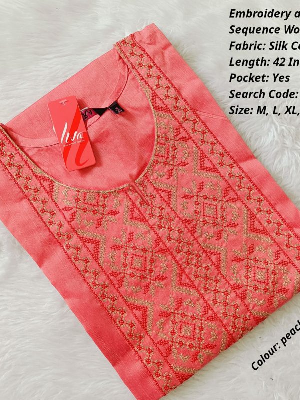Embroidery and Sequence work Kurtis - With Pocket - ESK3044