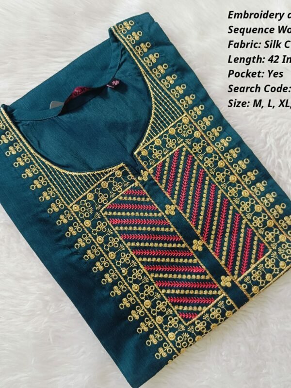 Embroidery and Sequence work Kurtis - With Pocket - ESK3041