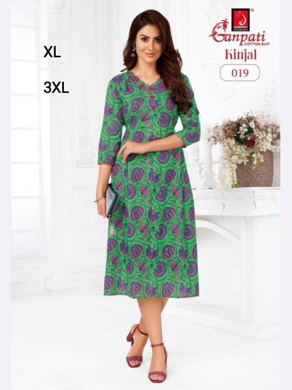 XL Size - Ganapathi Cotton Semi Umbrella Kurtis - 019