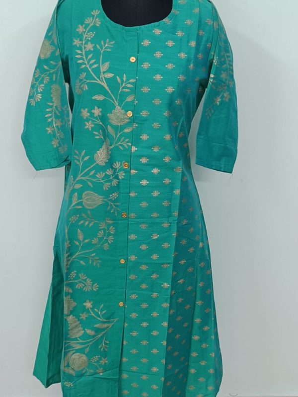 Elegant Silk Aline Kurtis: Half n Half Model - A570K