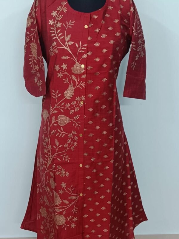 Elegant Silk Aline Kurtis: Half n Half Model - A564K