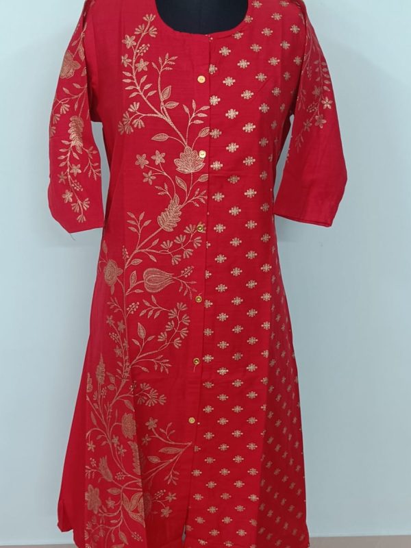 Elegant Silk Aline Kurtis: Half n Half Model - A562K