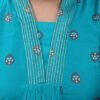 FEA008 - V Neck Silk Cotton Embroidery A-Line Kurta