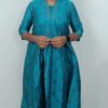 FEA008 - V Neck Silk Cotton Embroidery A-Line Kurta