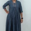 FEA007 - V Neck Silk Cotton Embroidery A-Line Kurta
