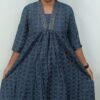 FEA007 - V Neck Silk Cotton Embroidery A-Line Kurta