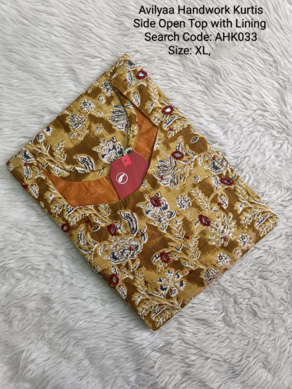 AHK033 - Avilyaa Aari Work (Hand Work) Kurtis - With Lining