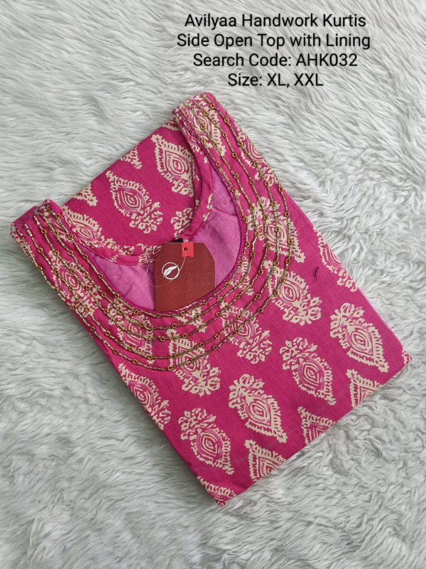 AHK032 - Avilyaa Aari Work (Hand Work) Kurtis - With Lining