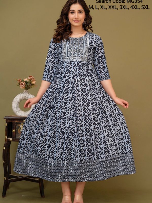 MG354- Maxi Gown with Elegant Border and Yoke