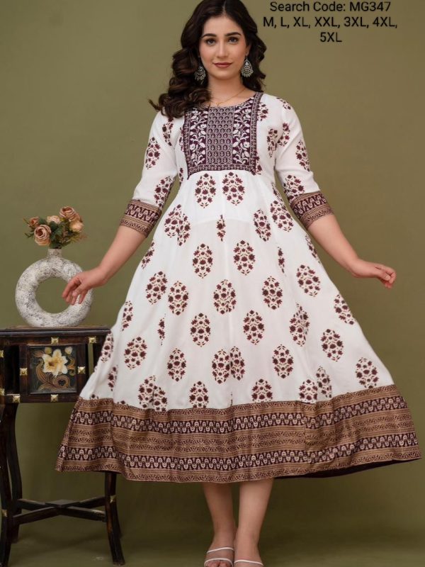MG347- Maxi Gown with Elegant Border and Yoke