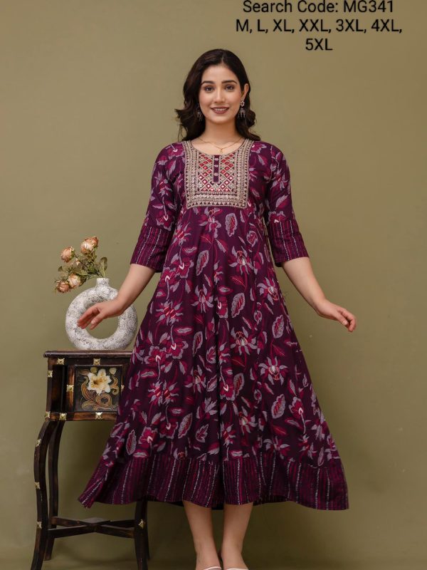 MG341 - Maxi Gown with Elegant Border and Yoke