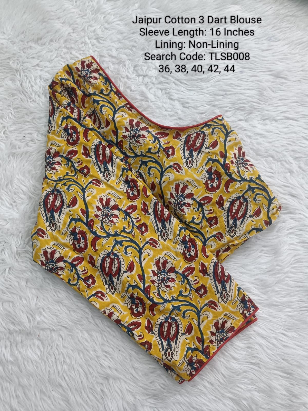TLSB008 - Long Sleeve Readymade Blouse - Jaipur Cotton 3 Dart Blouse