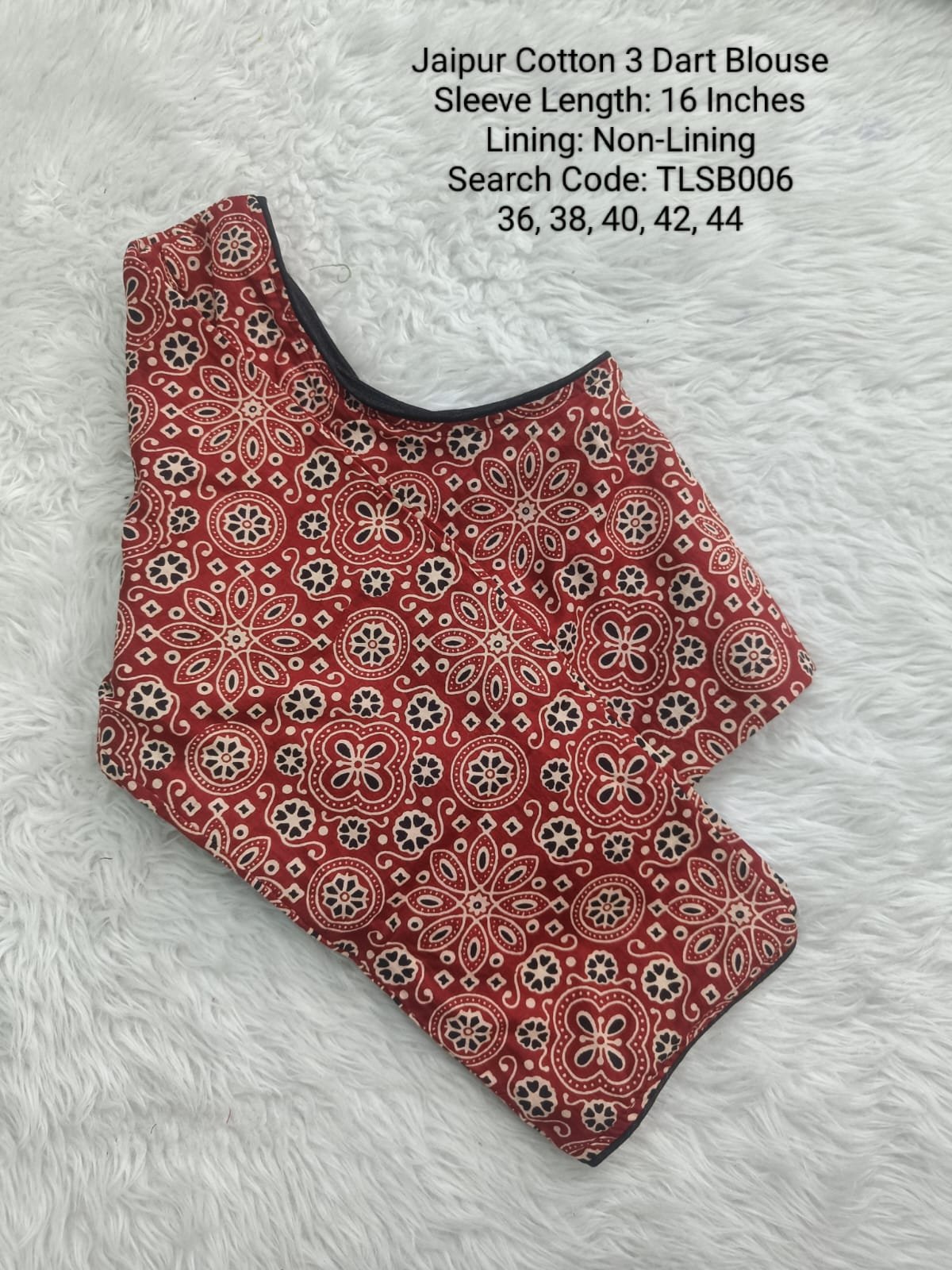 TLSB007 - Long Sleeve Readymade Blouse - Jaipur Cotton 3 Dart Blouse