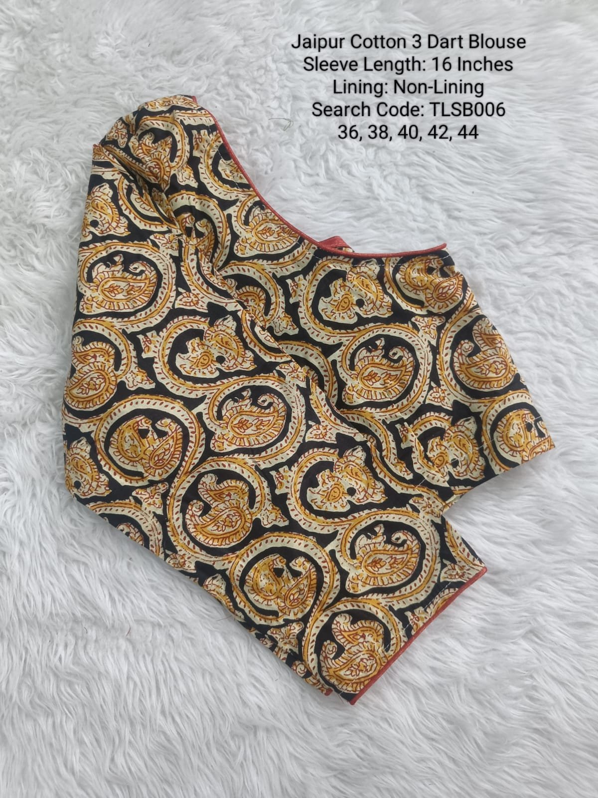 TLSB006 - Long Sleeve Readymade Blouse - Jaipur Cotton 3 Dart Blouse