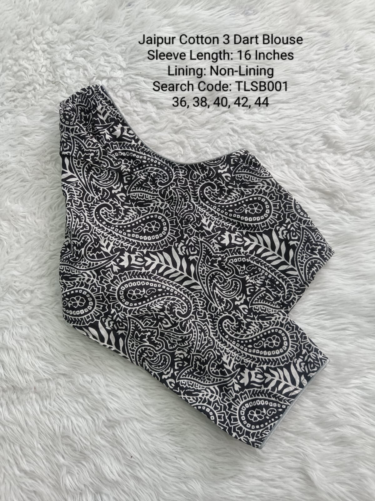 TLSB001 - Long Sleeve Readymade Blouse - Jaipur Cotton 3 Dart Blouse