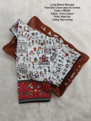 LSB056 - Long Sleeve Readymade Blouse - Princess Cut - Varli Art
