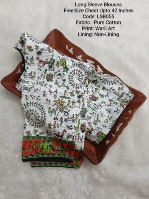 LSB055 - Long Sleeve Readymade Blouse - Princess Cut - Varli Art