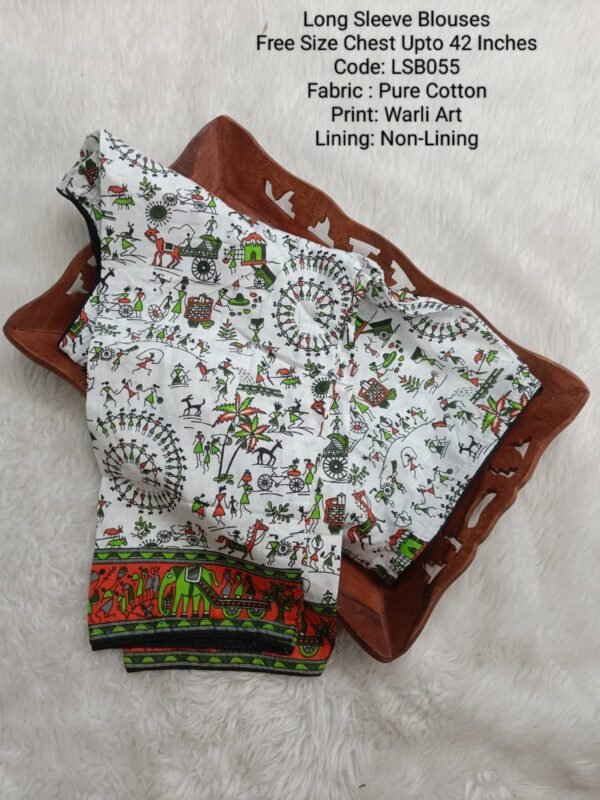 LSB055 - Long Sleeve Readymade Blouse - Princess Cut - Varli Art