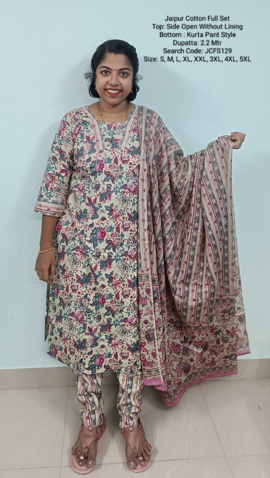 JCFS129 - Jaipur Cotton - Full Set (Top, Bottom and Dupatta)