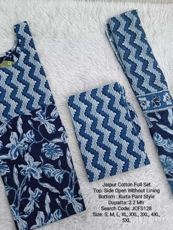 JCFS128- Jaipur Cotton - Full Set (Top, Bottom and Dupatta)