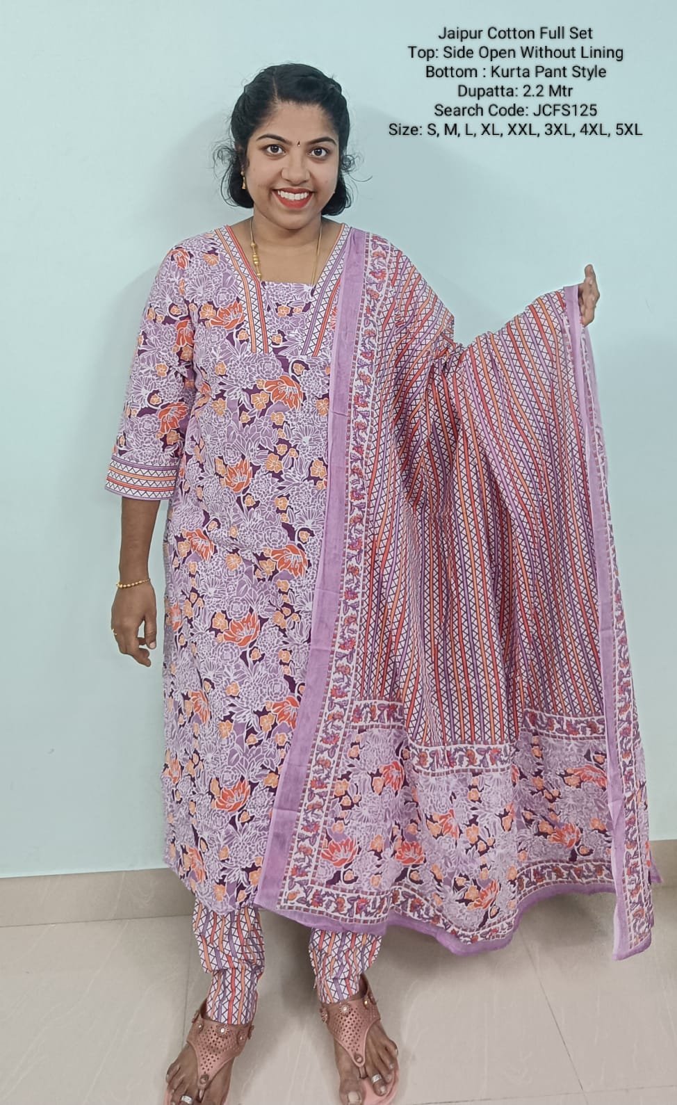 JCFS125- Jaipur Cotton - Full Set (Top, Bottom and Dupatta)