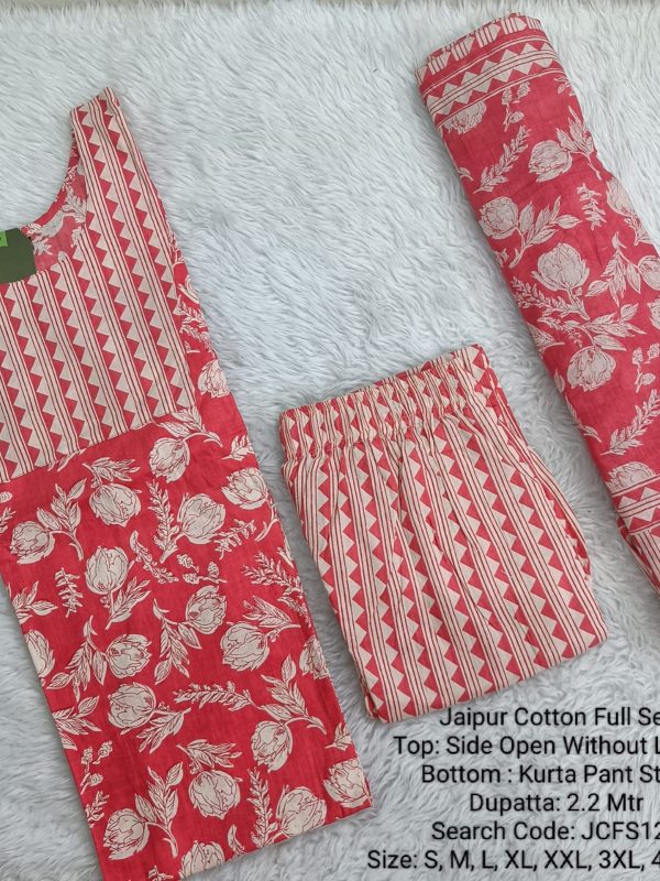 JCFS124- Jaipur Cotton - Full Set (Top, Bottom and Dupatta)