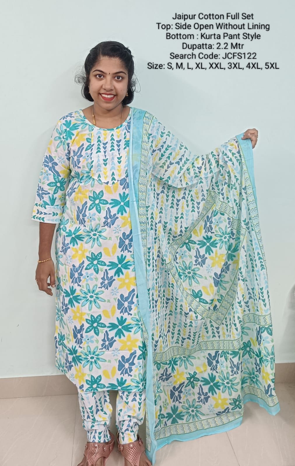 JCFS122 - Jaipur Cotton - Full Set (Top, Bottom and Dupatta)