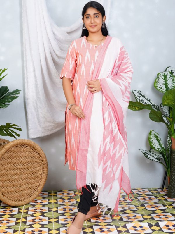 MinMini - IKD005 - Ikkat Lining Side open Kurti with Dupatta
