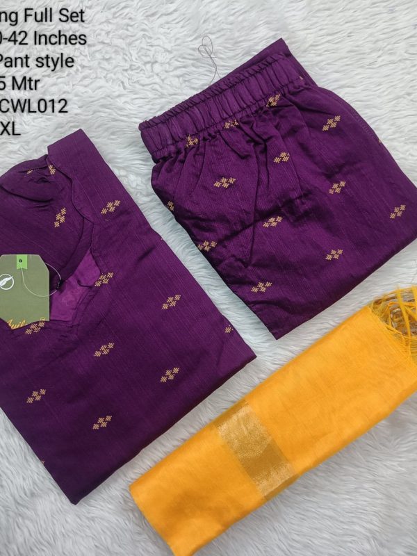 SCWL012- Raw Silk - Full Set (Top, Bottom and Dupatta) - With Lining