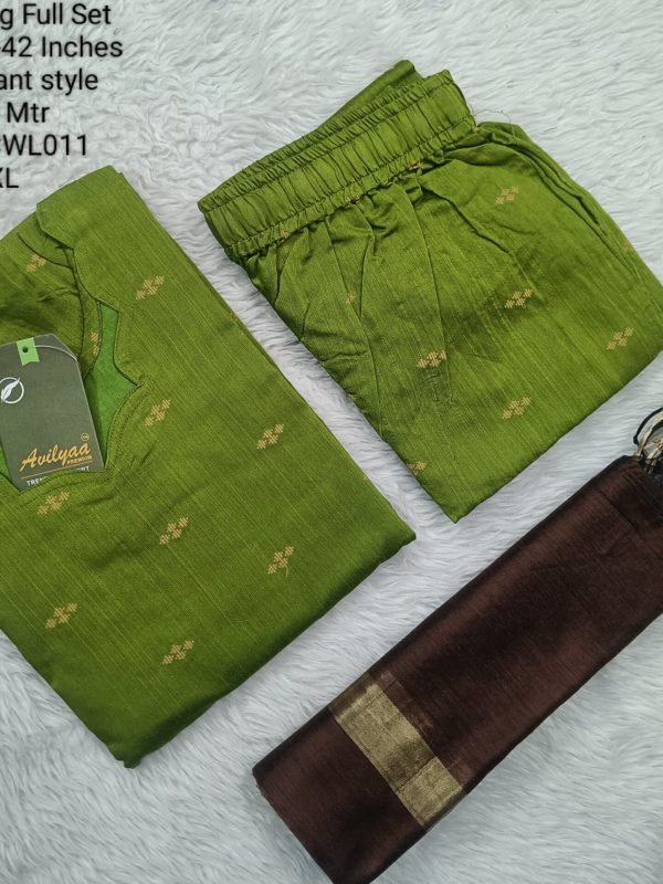 SCWL011- Raw Silk - Full Set (Top, Bottom and Dupatta) - With Lining