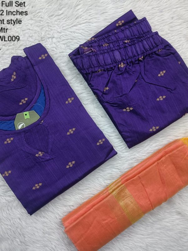 SCWL009- Raw Silk - Full Set (Top, Bottom and Dupatta) - With Lining