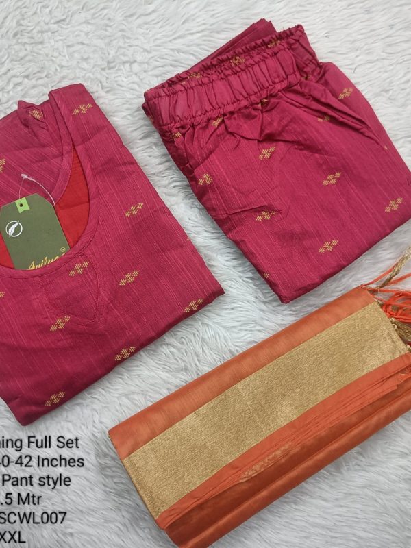 SCWL007- Raw Silk - Full Set (Top, Bottom and Dupatta) - With Lining