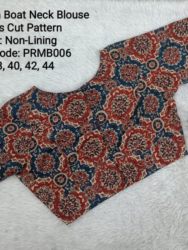 PRMB006- Princesscut Boat Neck Blouse - Jaipur Cotton