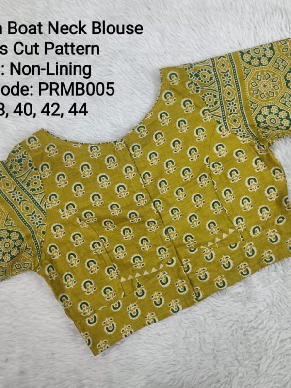 PRMB005- Princesscut Boat Neck Blouse - Jaipur Cotton