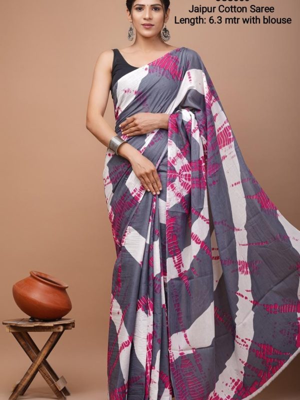 JCS006- Jaipur Cotton Hand Block Print Sarees