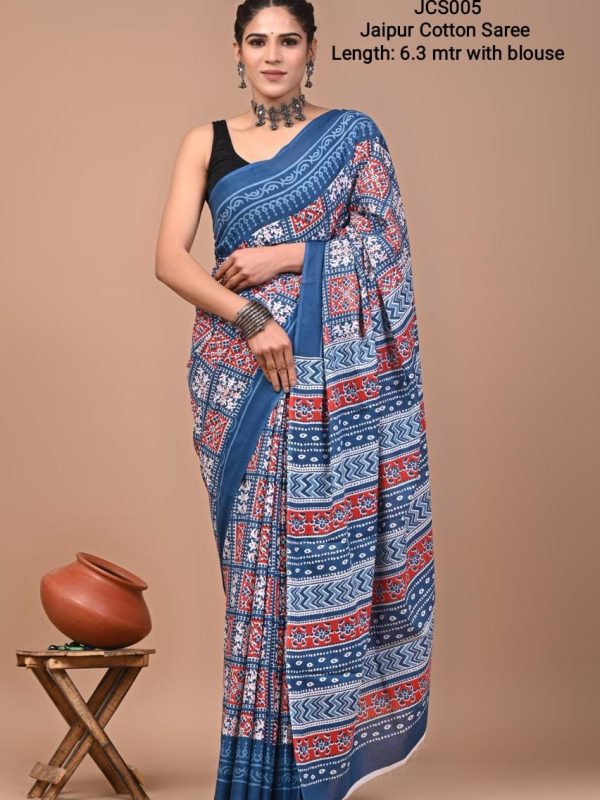 JCS005- Jaipur Cotton Hand Block Print Sarees